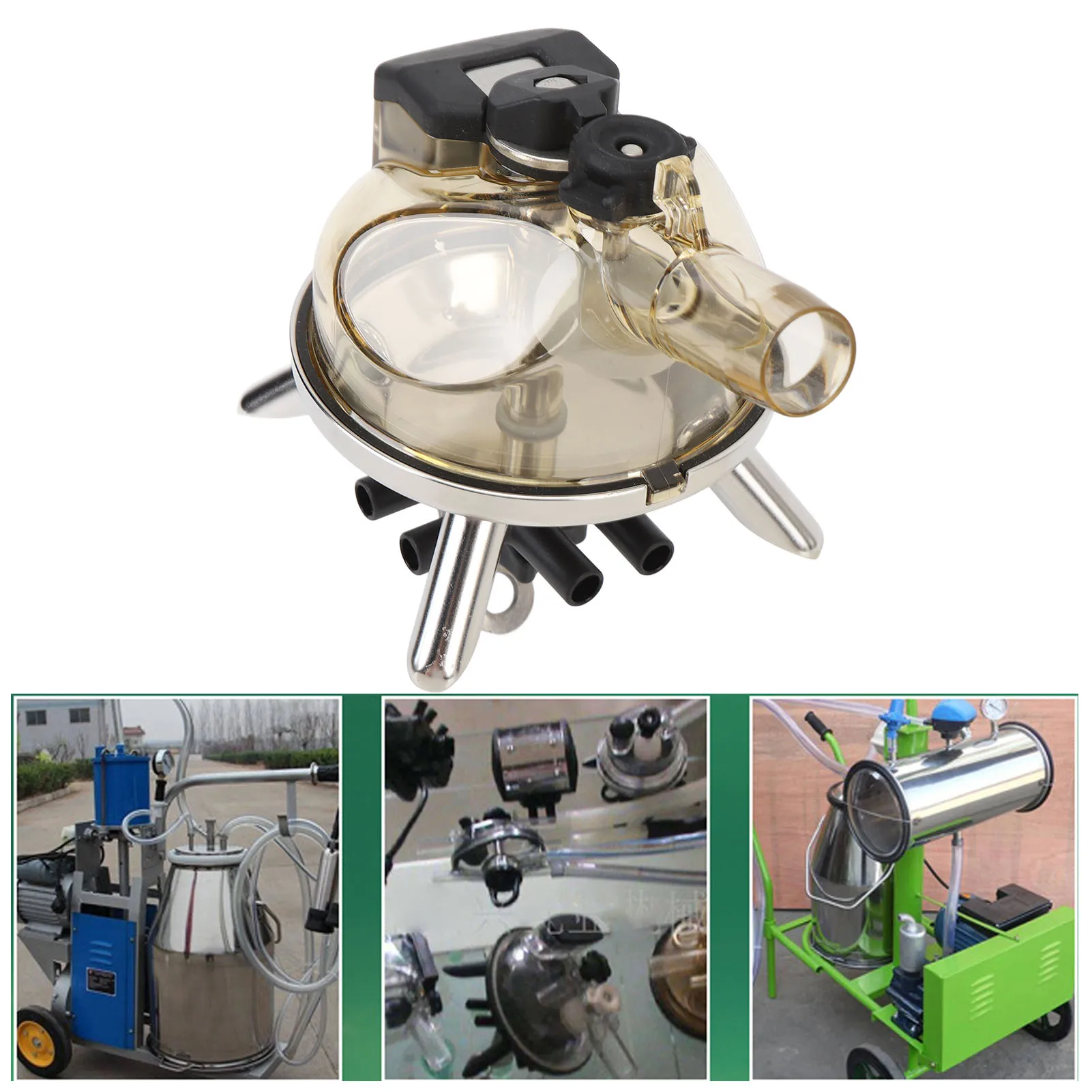 

Milk Claw Cluster Cow Milk Collector 300ml Stainless Base Transparent Cover Cow Milking Cluster for Farm Cow Milk Collector Tool