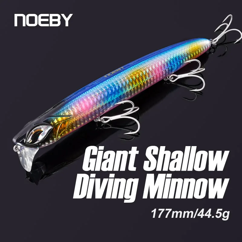 

Noeby Shallow Diving Minnow 177mm 44.5g Floating 0-30cm Jerkbait Surface Layer Fishing Lure Artificial Fishing Hard Bait