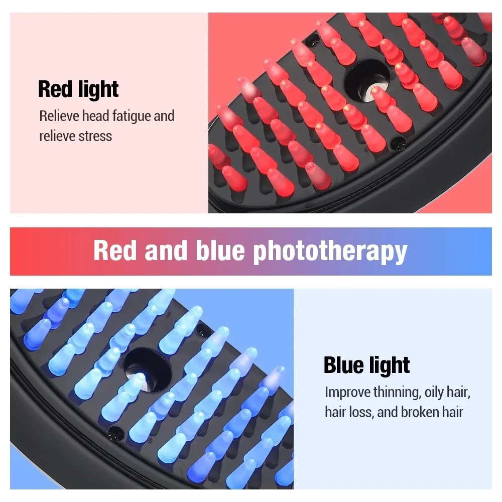 Electric massage comb for hair loss prevention, meridian head massage device, phototherapy hair care comb, colorful hair care ma image 6