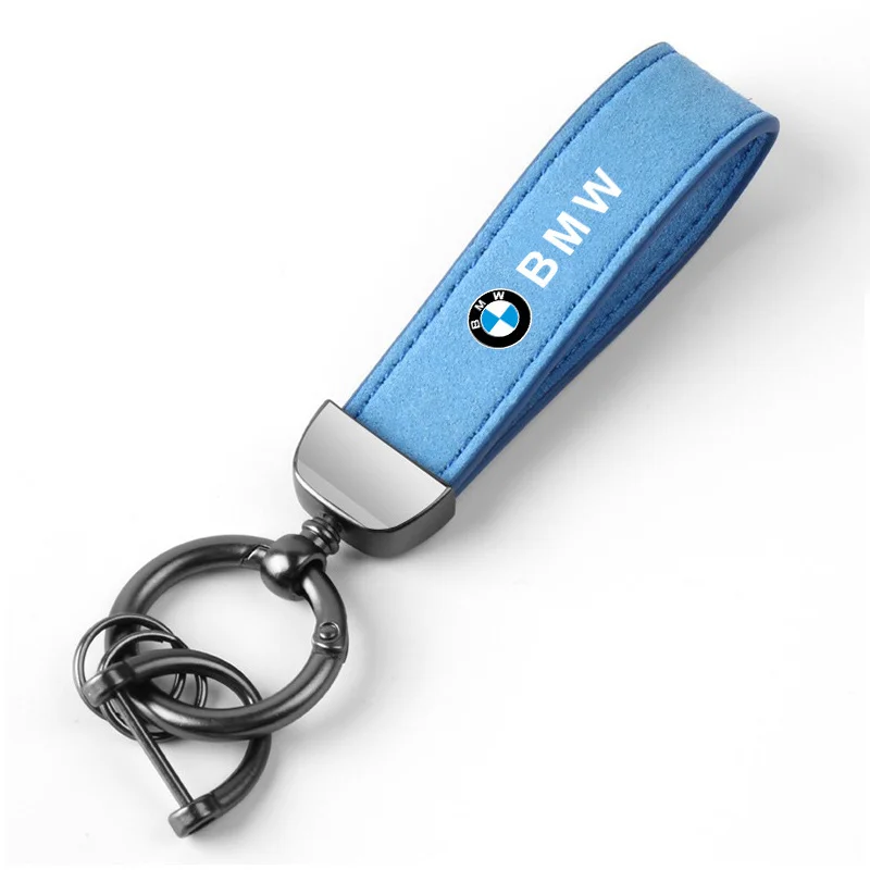 High-End Car Suede Leather Keychain Metal Key Ring For BMW X3 X5 X6 F30 F34 F10 F20 G20 G30 G01 G02 G05 F15 F16 1 3 5 7 Series