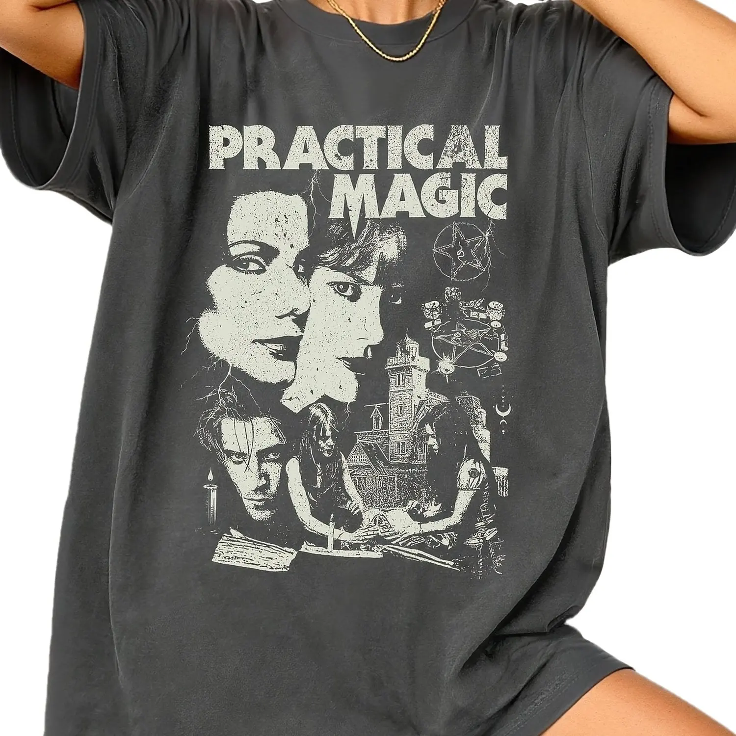 

Женская футболка в готическом стиле в стиле ретро с круглым вырезом, повседневный повседневный топ для вечеринки на Хэллоуин, удобный топ с круглым вырезом на весну и лето