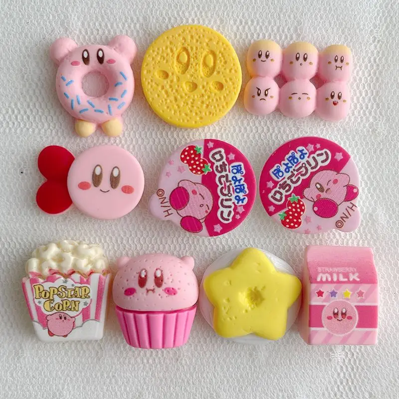 5pcs Matte Kirby Cartoon Resin Accessories Photo Frame DIY Mobile Phone Case Junk Charms Handmade Resin Flatback Cabochon