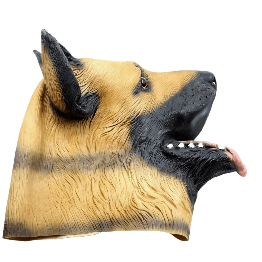 Dog Head Mask Halloween Party Dog Costume Mask Adult Cosplay Costume Latex Animal Head Mask (German Shepherd)