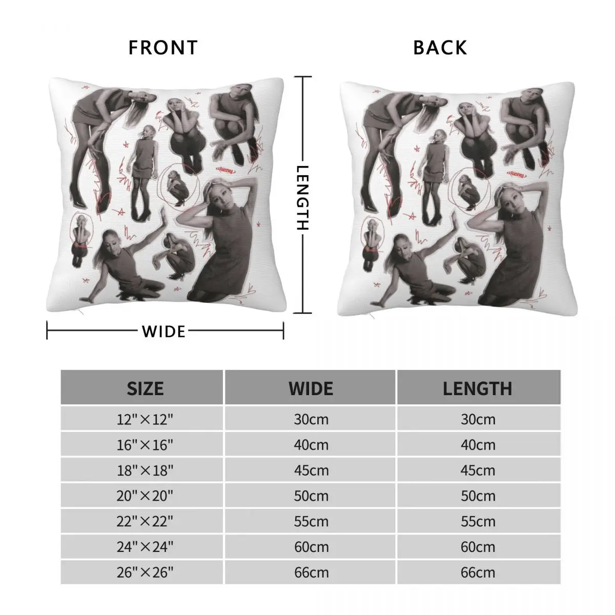 Ariana Grandes Eternal Sunshine Pillowcase Printing Fabric Cushion Cover Decorations Pillow Case Cover Home Zipper 40*40cm