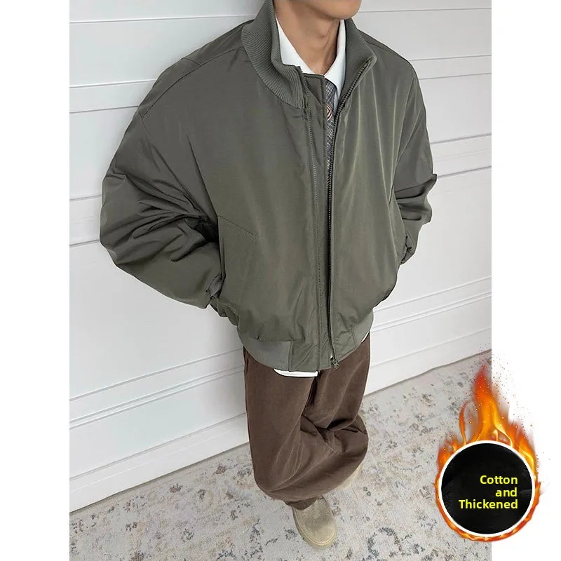 

Хлопковая летная куртка в стиле ретро в американском стиле, мужская зимняя куртка-бомбер с мячом, повседневная верхняя одежда со стойкой