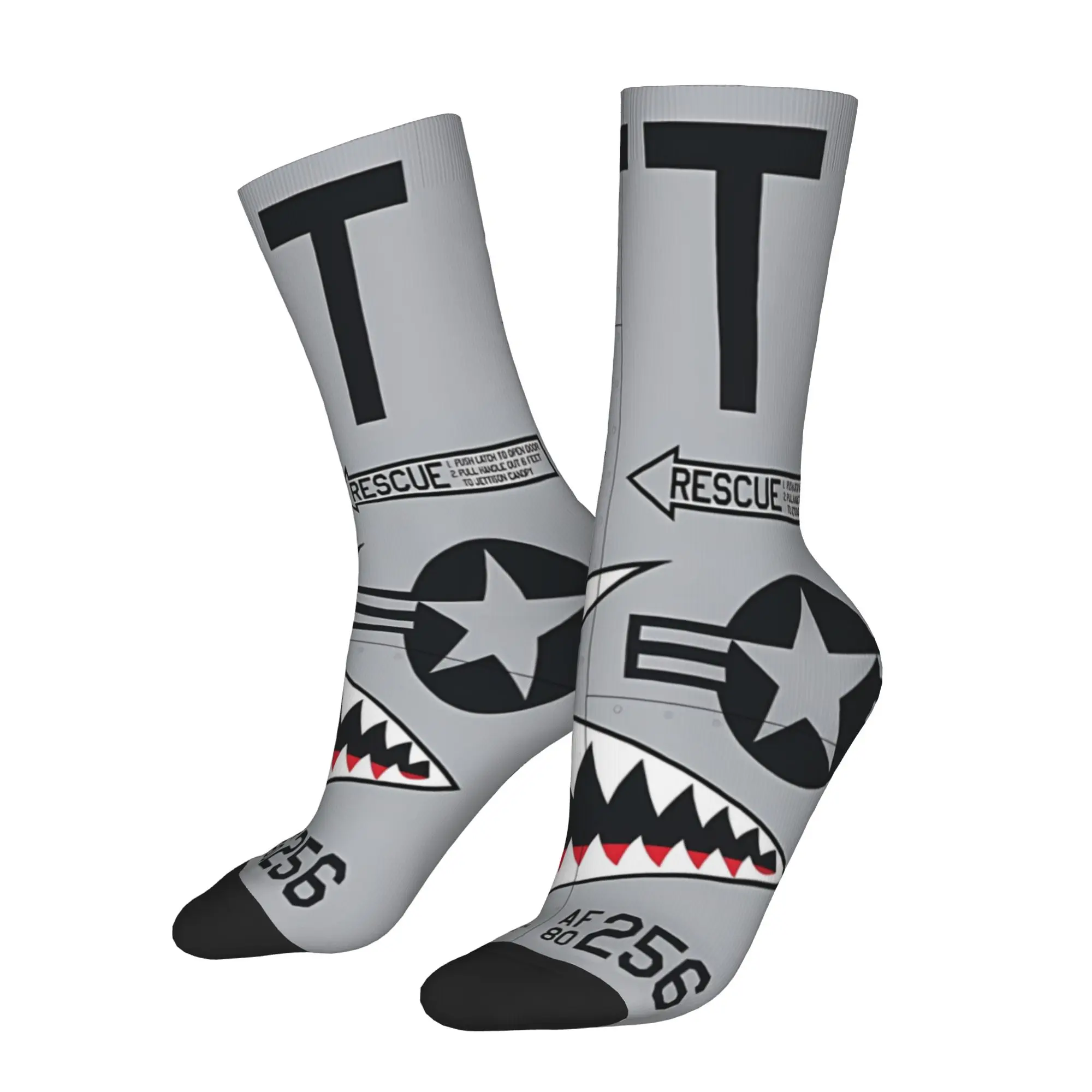 

1 Pair Funny Sock Aircraft Markings USA A 10 Hip Hop Seamless Pattern Printed Men Crew Socks Casual Men's Socks