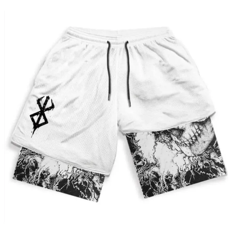 26 year new 3D printed fast drying breathable European and American fashion men's and women's adult double-layer sports shorts