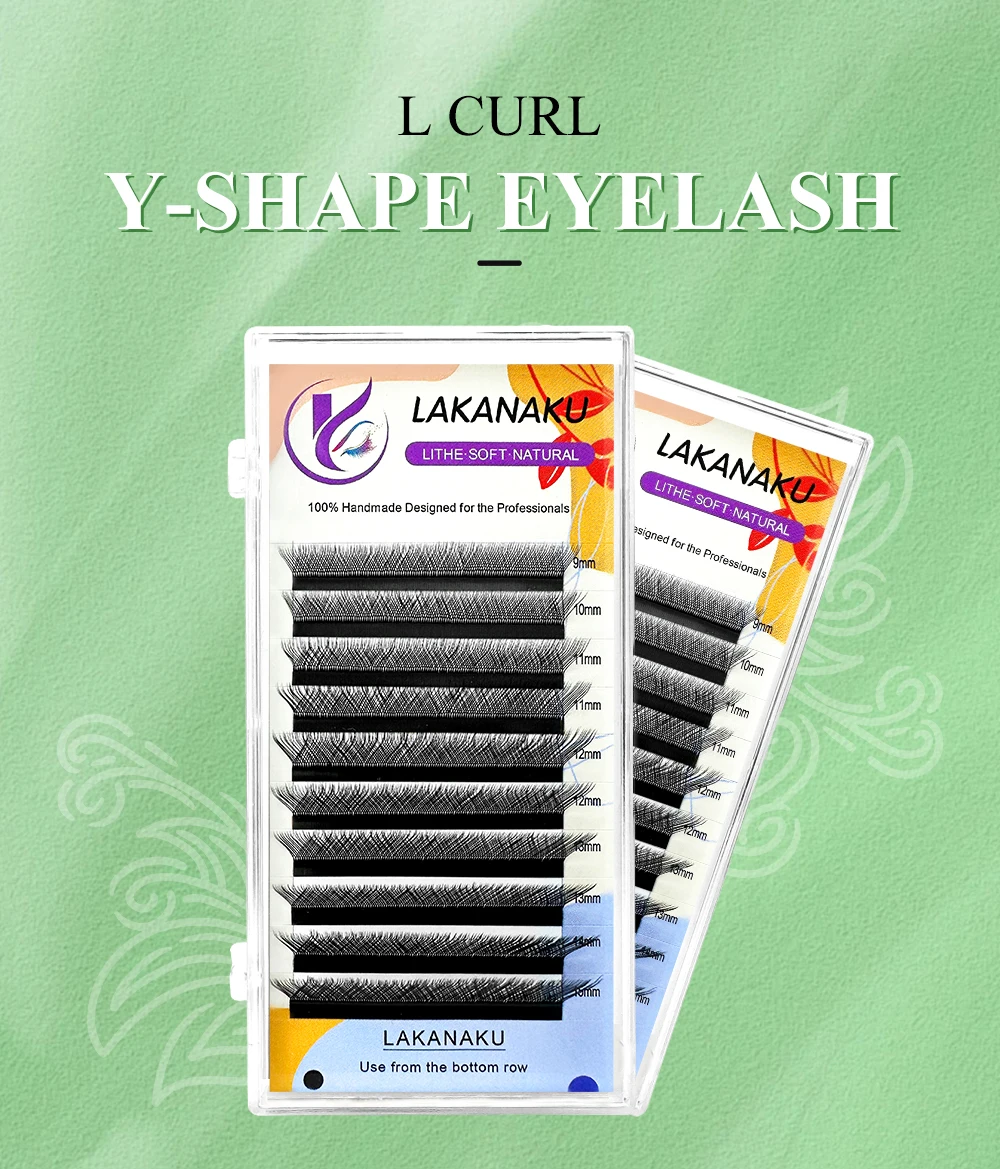 LAKANAKU YY L Shape Volume Lashes Y Eyelashes Extensions Cilia and Brazilian Volume Cashmere Mink Eyelash Extensions Cilios YY