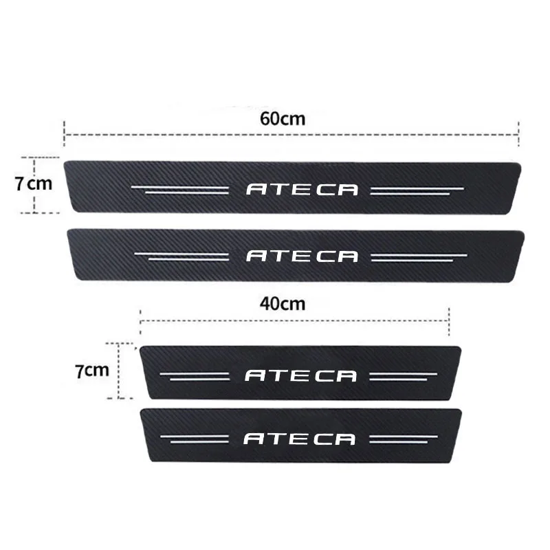 Tiras de Pedal de puerta de coche de fibra de carbono para Seat Ateca Logo, umbral de puerta automático, pegatinas protectoras de parachoques de