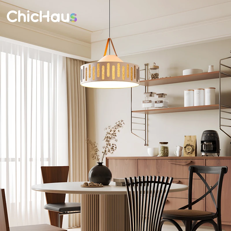 Nordic Retro Living Room Chandeliers Lighting Wabi Sabi Fabric Restaurant Pendant Lights French Medieval Bedroom Hanging Lamps
