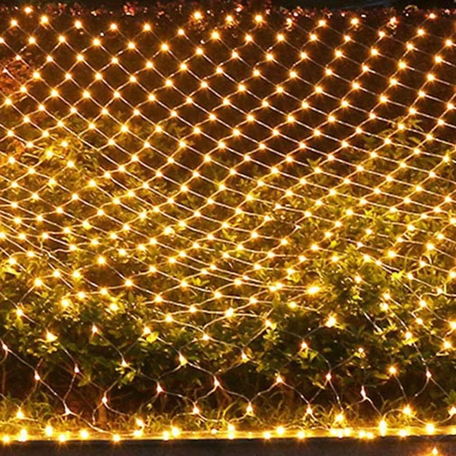 Solar or EU Plug Net Light Mesh Fairy Lights Waterproof Garland With 8 Modes Timer Christmas Decorations For Home 3M*2M Holiday