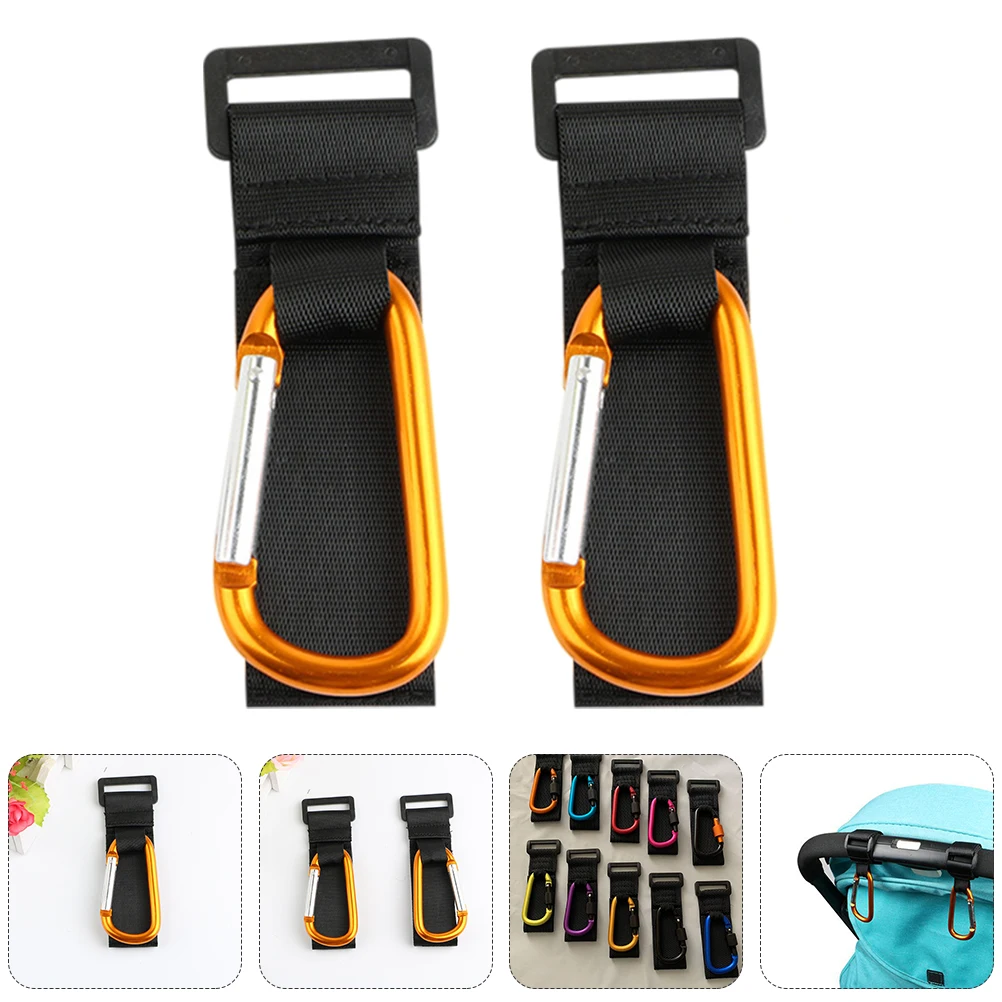 

2pcs Non-Slip Hooks Durable PU Aluminum Baby Stroller Hooks Pram Organizer Clips for Shopping Bags Keys Wallets
