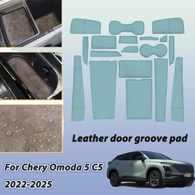 Leather Coaster For Chery Omoda 5 C5 2022 2023 2024 2025 E5 FX Anti-Slip Cup Mat Door Slot Pad Interior Decoration Car Accessory