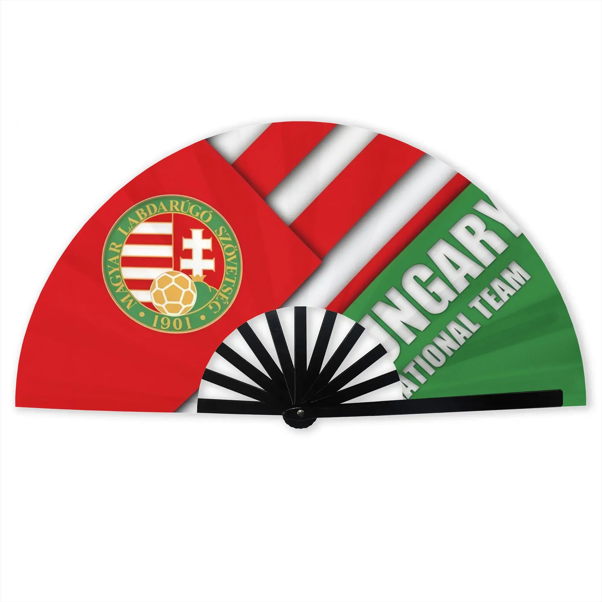 MLSZ Hungary National Team Stylish Hand Fan Women Hungarian Patriotic  Printed Polyester Fan Trendy For Dancing Gift