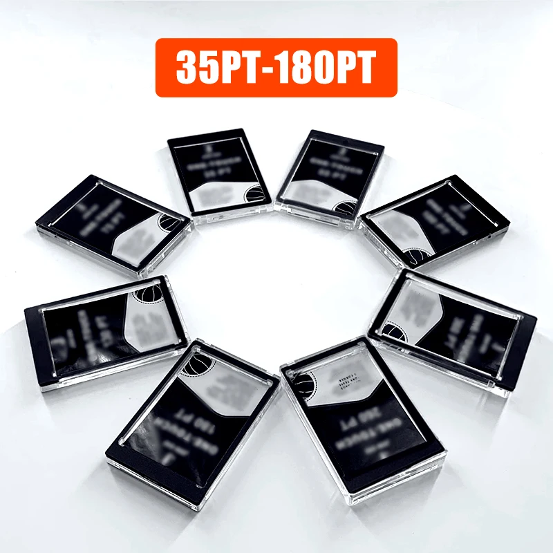 25Pcs Pack 35PT-130PT Half Black Color Trading Card Magnetic Holders, UV Protect Case For Sports Game Cards