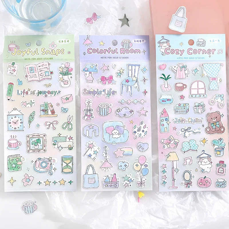 Korean Style Cute Cartoon Star Dreamy Pattern Stickers for DIY Scrapbooking Journaling Phone Case Collage Decoration Materials