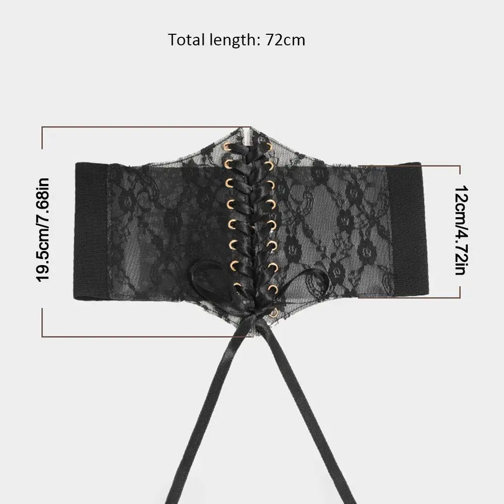Wide Lace Corset Waist Belt PU Leather Stretchy Silk Elastic Cummerbunds Decorative DIY Slimming Body Belts