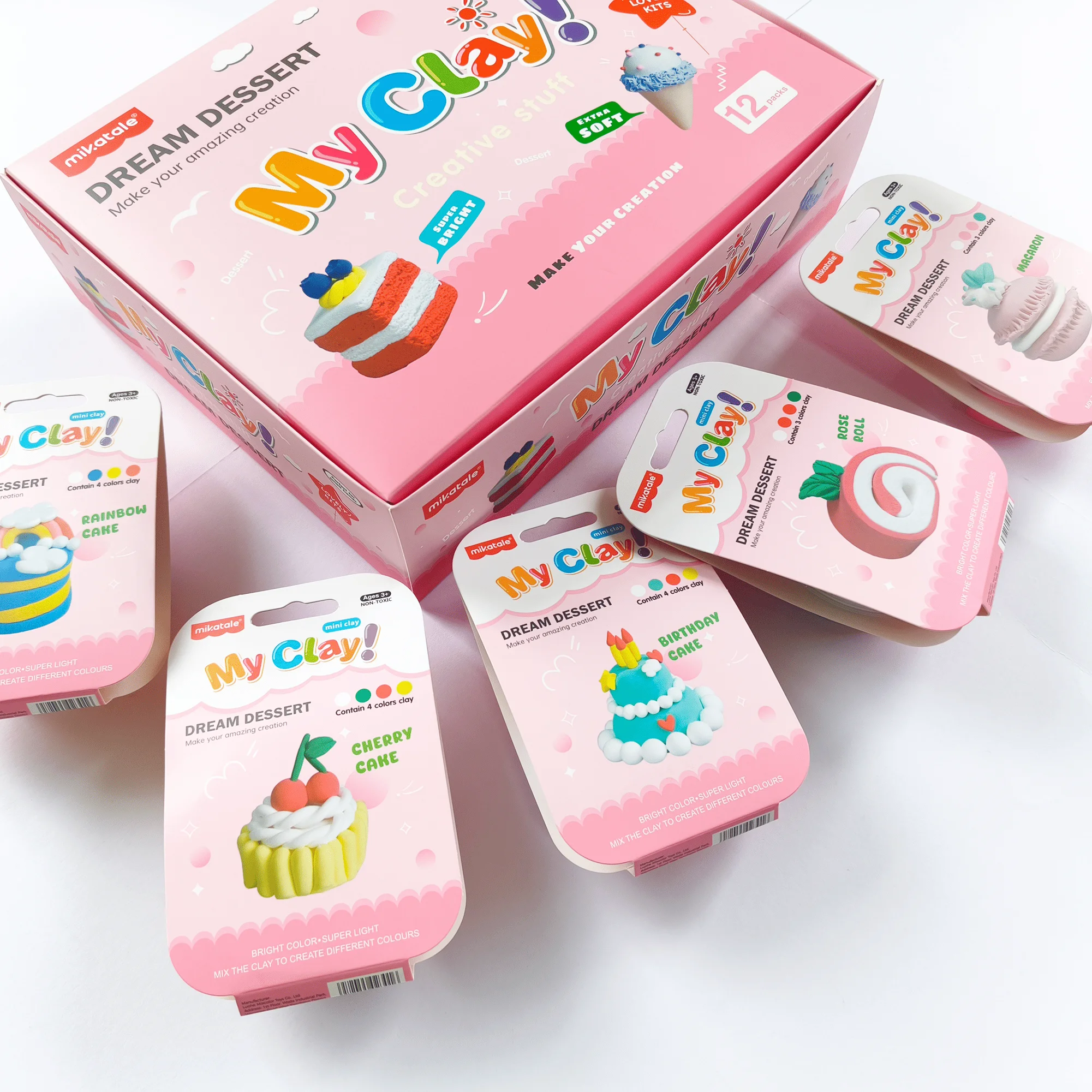 

Cloududa Air Dry Clay Polymer Clay Slime 12 Mini Dessert Modeling Projects Non-toxic Diy For Girls & Boys Ages 3+
