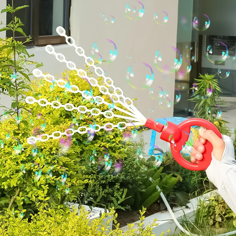 Palo de burbujas de cinco garras para niños, Máquina Manual de burbujas porosas, juguetes interactivos, cara sonriente, soplado al aire libre