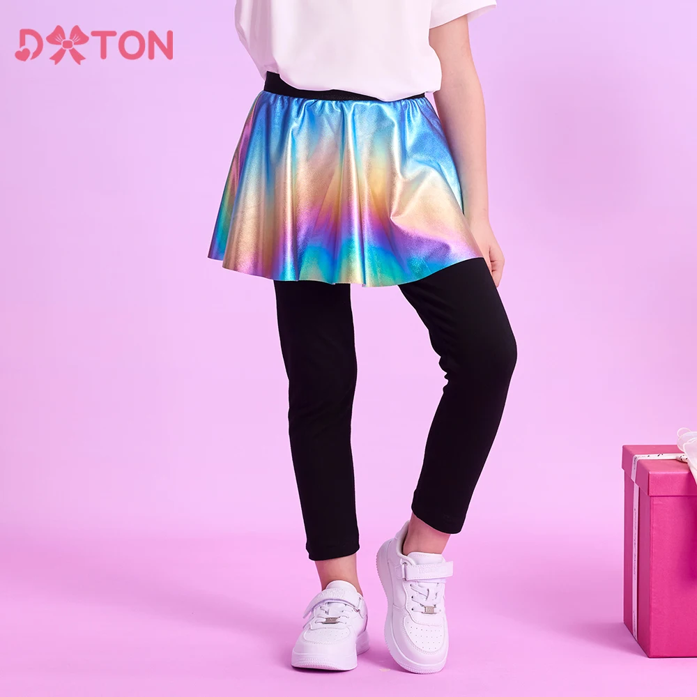 

DXTON Girls Leggings with Skirt Four Season Children Warm Clothes Gradient Girl Skirt-Pants Cotton Fake Two Casual Kids Vestidos