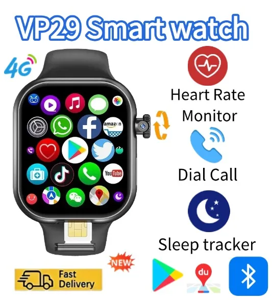 

Новейшие умные часы VP29 4G, полная сеть, Android 2,29 дюйма, вращающаяся камера, SIM-карта, GPS, Wi-Fi, NFC, магазин Google Play Health