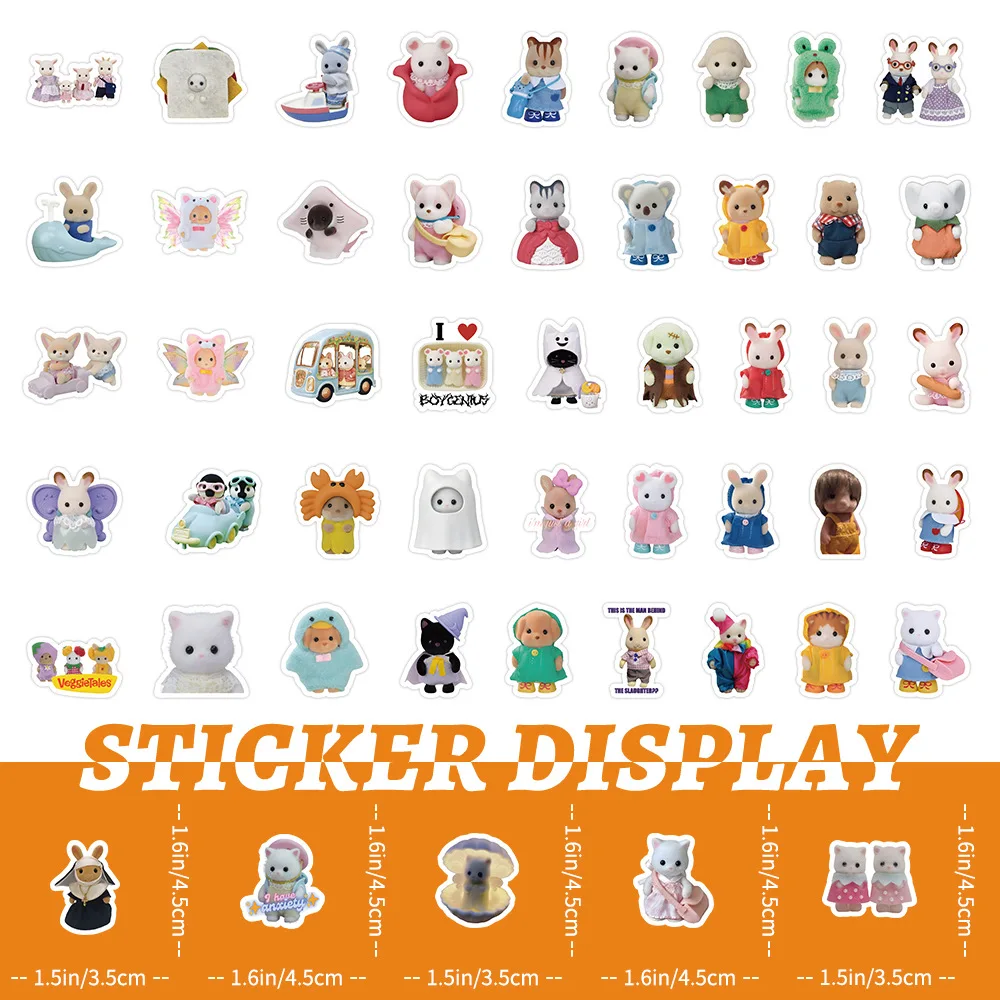 Autocollants Calico Critters, 100 pièces/ensemble, stickers de décoration pour cahier bagages, dessin animé, jouet