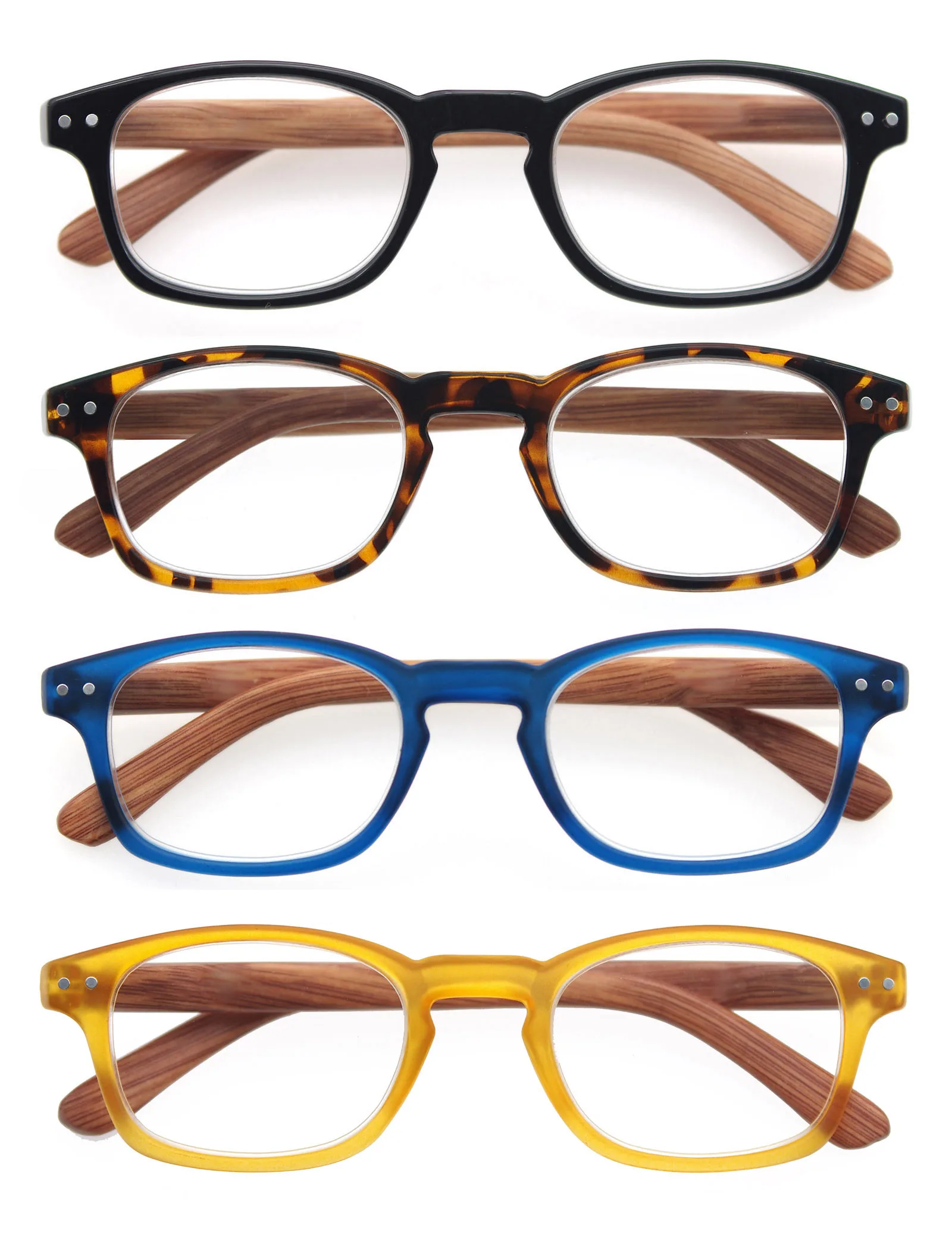 Leesbril Voor Heren Dames Mode Hout-Look Plastic Brilmontuur Veerscharnier Stijlvolle Lezers Vergrootglas Bril