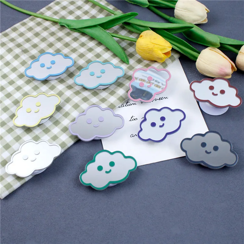 

Mirror Cloud Mobile Phone Stand Holder Grip Fold Tok Support For IPhone 13 14 15 Xiaomi Phone Accessories Stand Holder