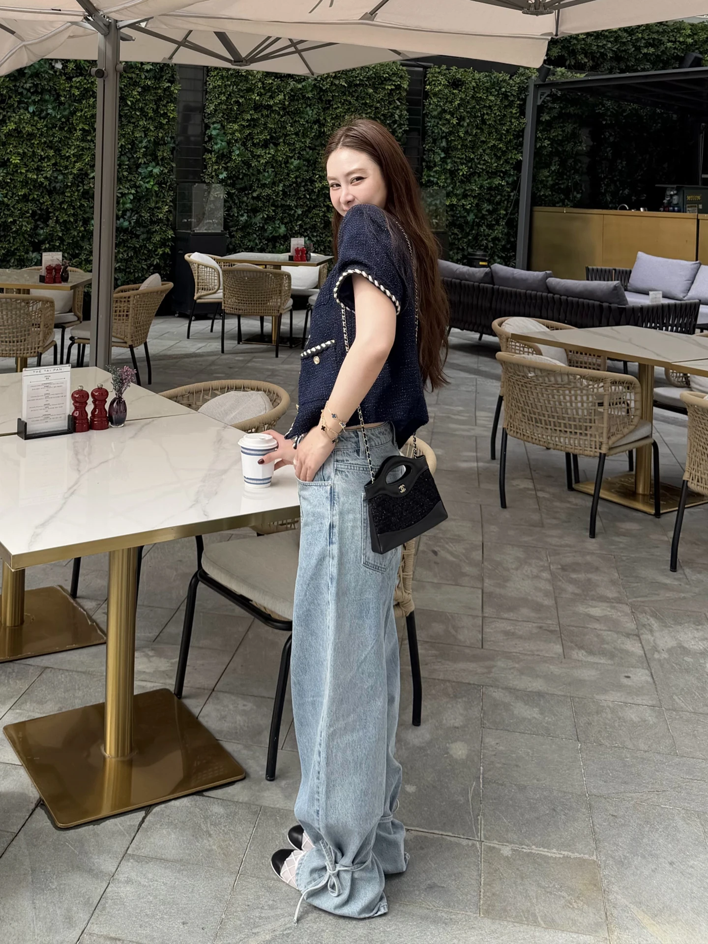 

Light Blue Vintage Straight Leg Jeans Women's Casual Washed Pants City Outdoor Style Natural Waist Button Cotton Jeans