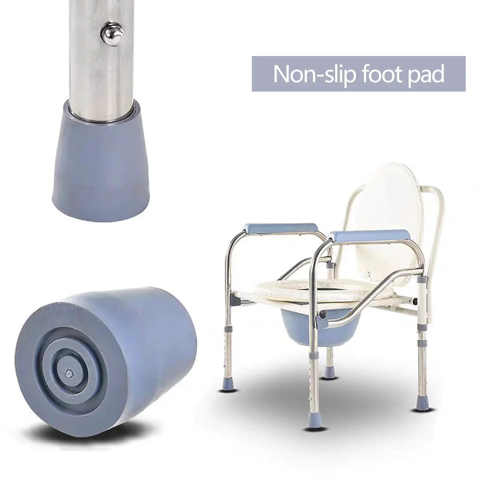 Leichter, faltbarer Toilettenstuhl, perforierte Stühle, Sicherheits-Toilettenstuhl mit verstellbarer Höhe für ältere Menschen – Detail 6