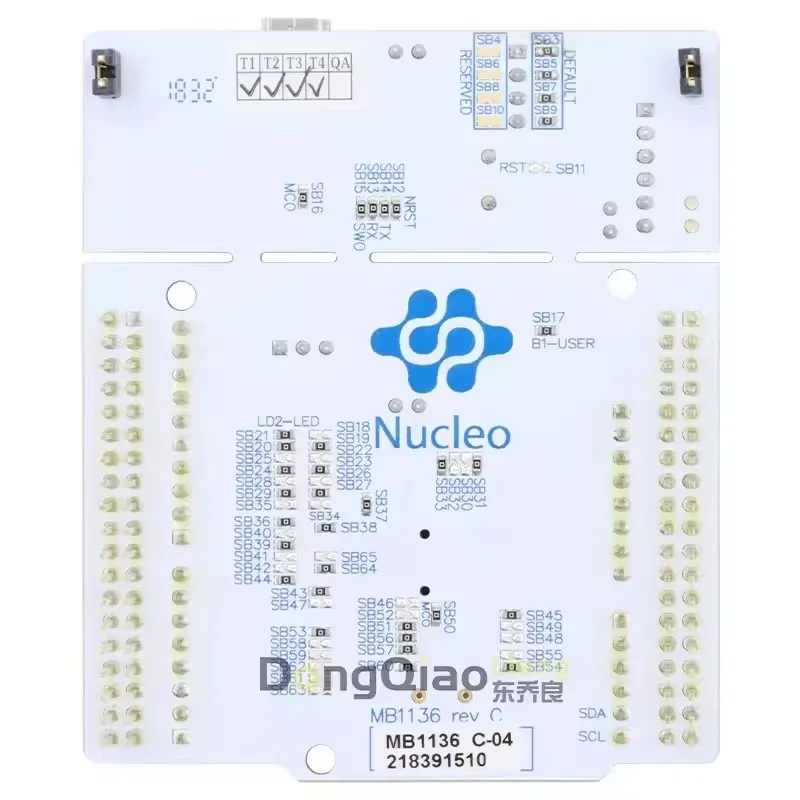 The off-the-shelf NUCLEO-F302R8 uses the STM32F302R8T6 microcontroller STM32 Nucleo-64 development board