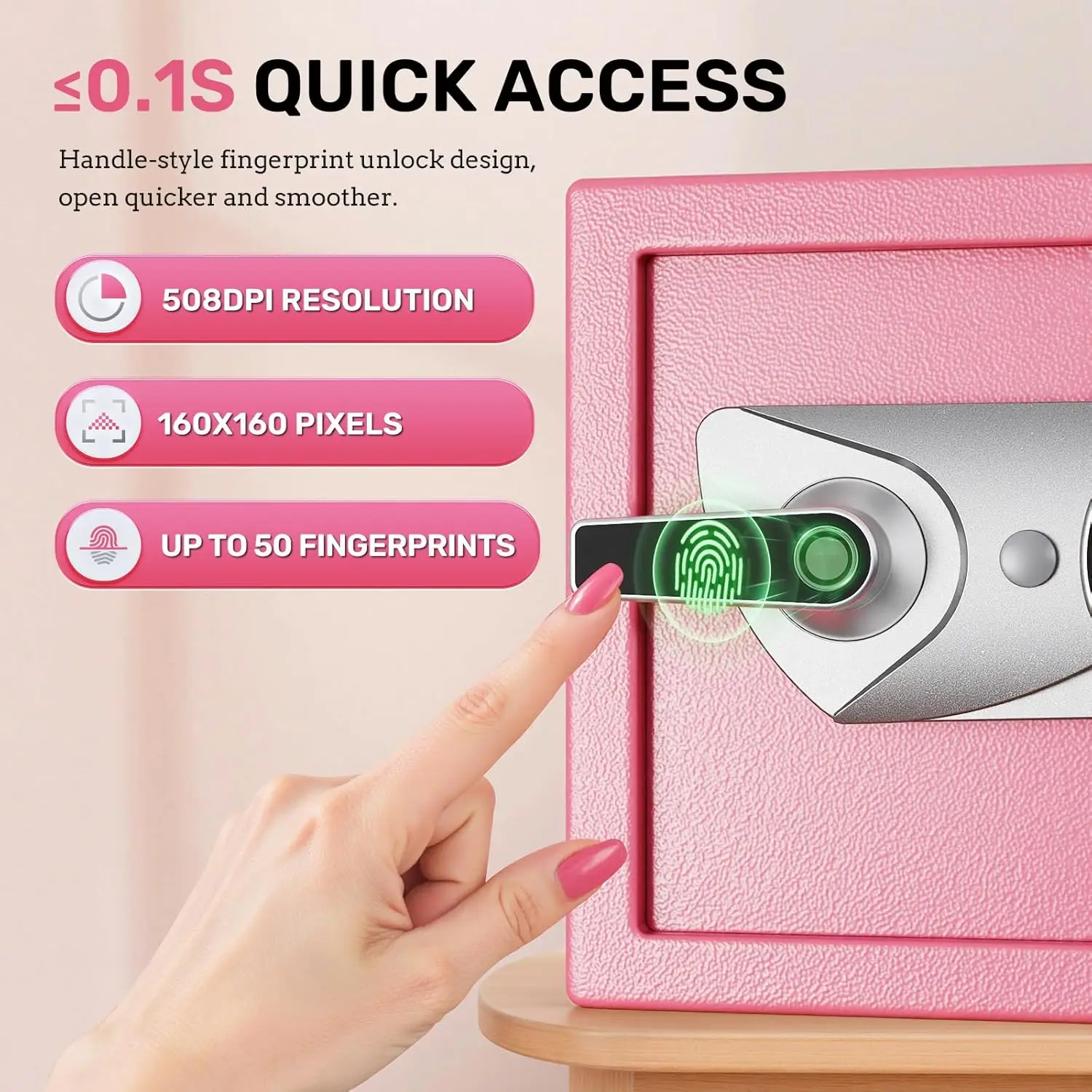 Home Biometric Safe 1.0 Cub Quick Access Fingerprint Lock Box With Keys Keypad Wall Mount Cabinet Safe Secure Money Jewelry with