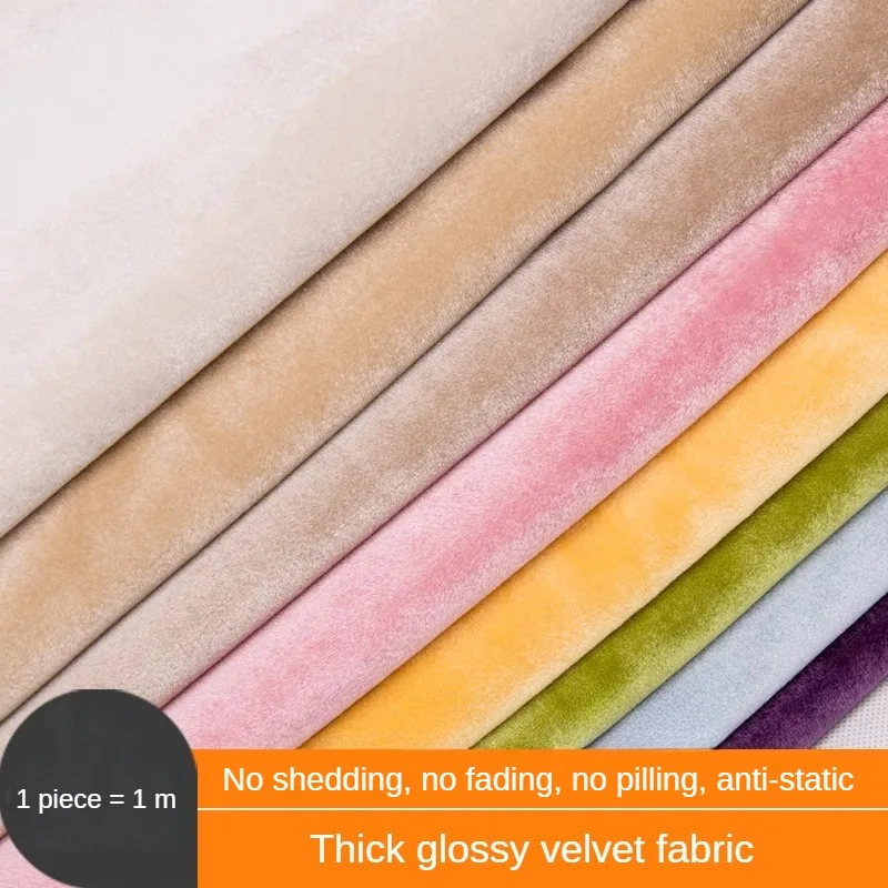 Thinkend Velvet Fabric By Meters for Upholstery Sofa Curtains Tablecloth Pillowcase Chair Sewing Soft Smooth Plain Velour Cloth