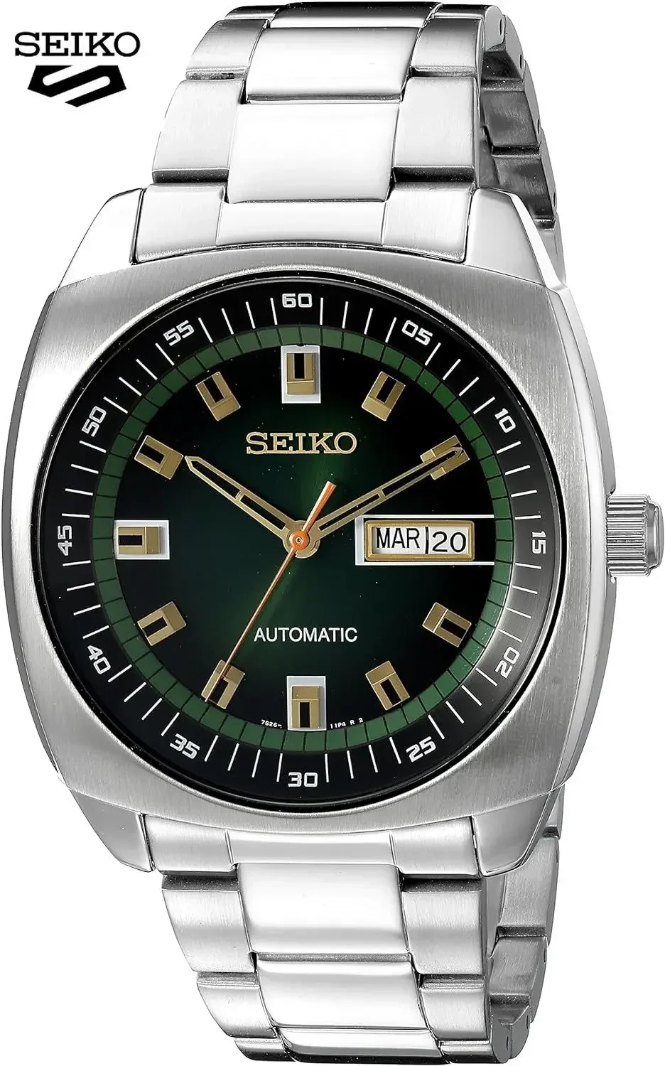 SEIKO-Relógio de pulseira de aço impermeável masculino, relógio de pulso automático, rotativo redondo, SNKM, série esportiva, original, 5