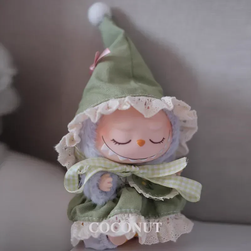 Abito Labubu: set cappello da elfo verde - Ropa Labubu carina e festosa per bambole in vinile da 17 cm, ideale per giochi a tema