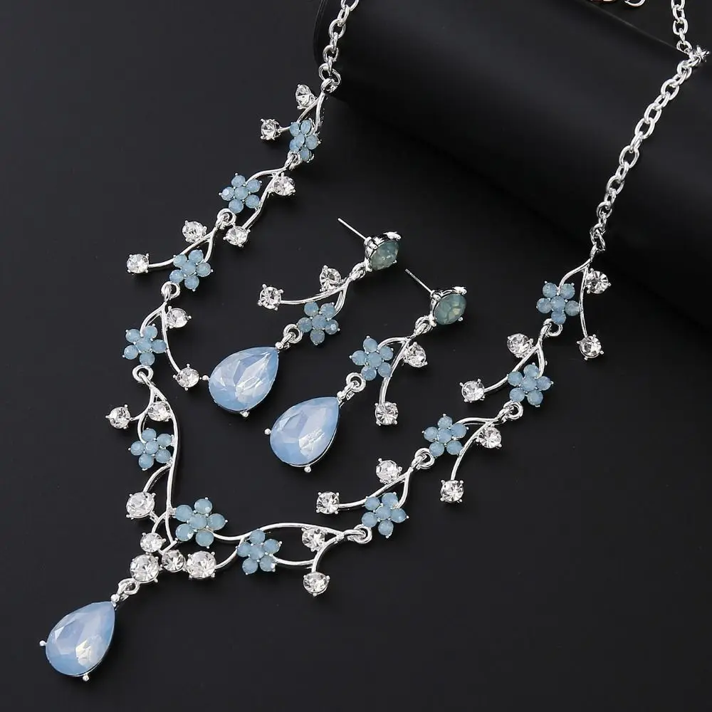 Rhinestone Water Drop Bridal Jewelry Sets Shiny Adjustable Exquisite Jewelry Sets Aesthetic Handmade Choker Necklace Earring Set view 2