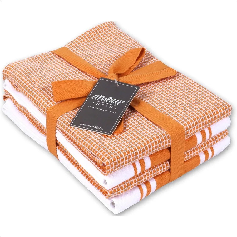 

Cotton Kitchen Towels Set of 4 Waffle Weave 20x28 Inch