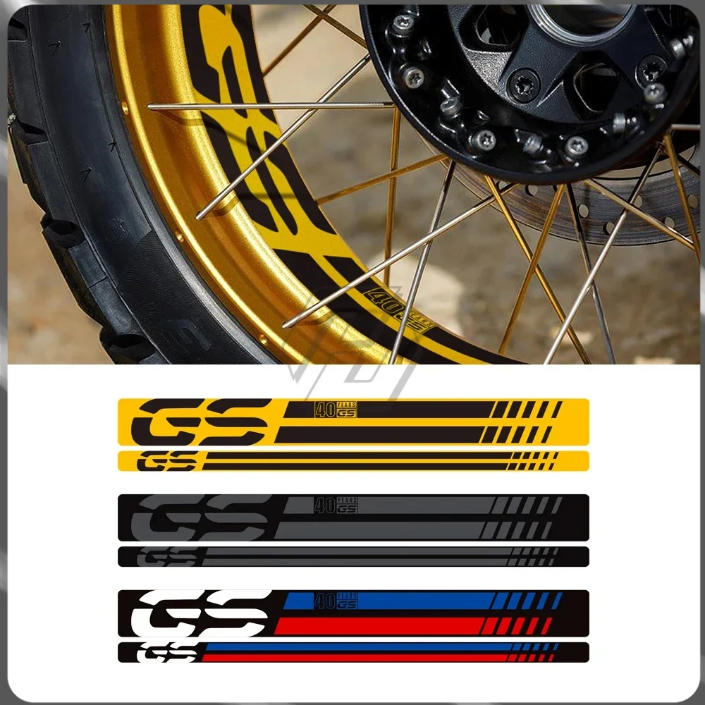 

For BMW 2006-2012 R1200GS R1250GS 40 year motorcycle modified wheel rims with black, yellow, and red reflective PET sticker kit
