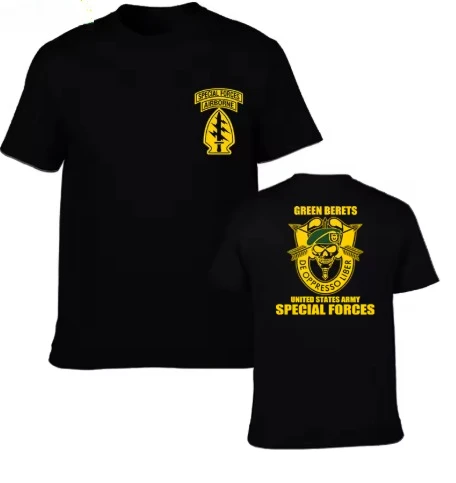 2026 new Retro military green emblem pattern men's and women's universal printed T-shirt
