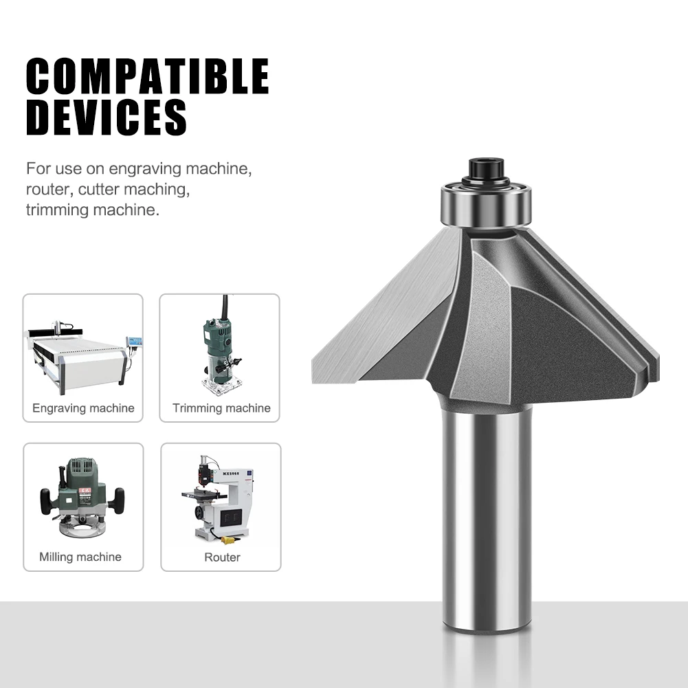 1pc 6mm 12mm Shank 45 Degree Bevel Router Bit Woodworking Milling Router Bit Trimming Machine Carving Router Bit