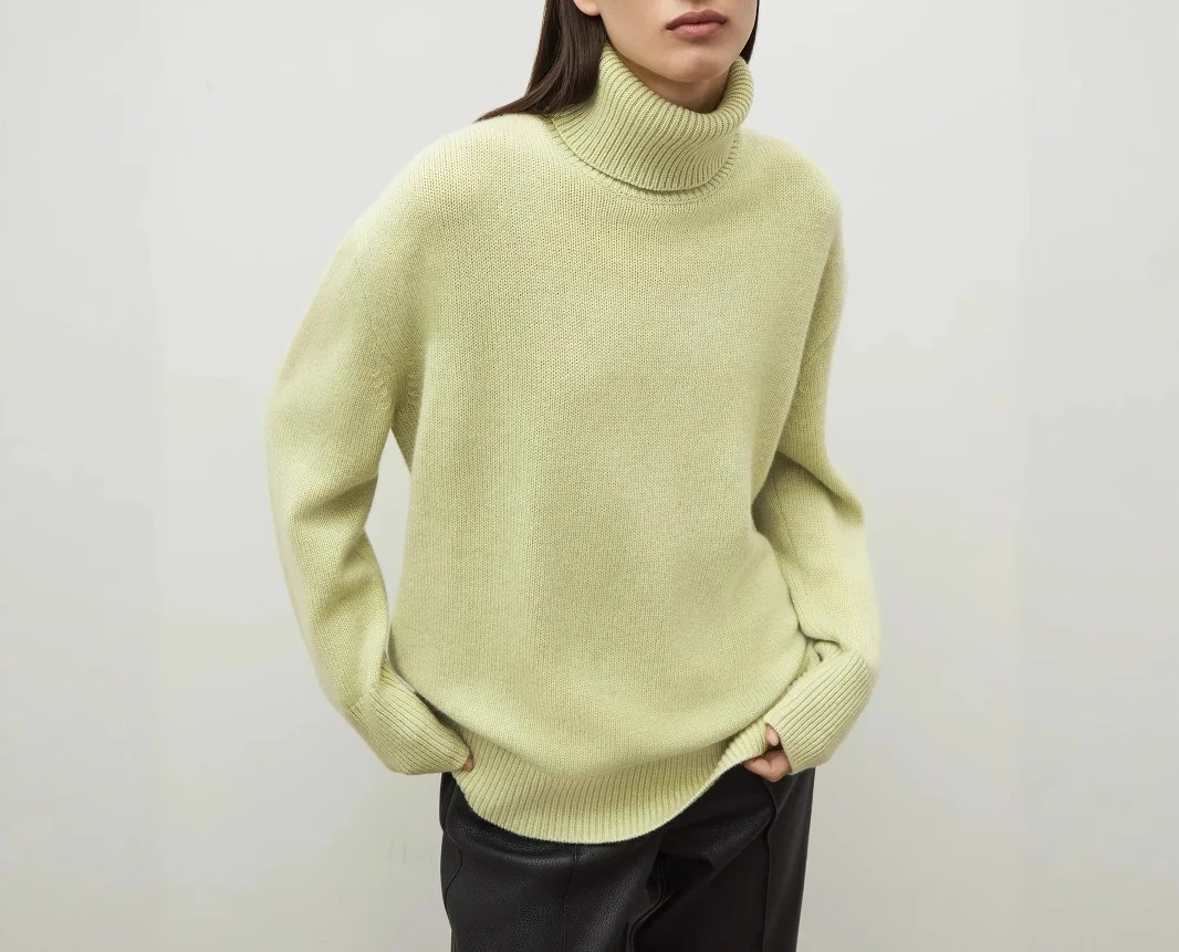 

New Knitted Women's Clothing New High-neck Sweater Loose-fitting Base Layer Knitted Sweater for Autumn and Winter