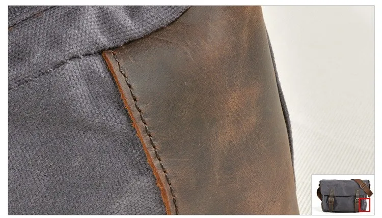 Vintage Herren Outdoor Casual Umhängetasche Canvas Single Shoulder Umhängetasche Herren Anti-Splash Oil Wax Vintage Umhängetasche – Detail 7