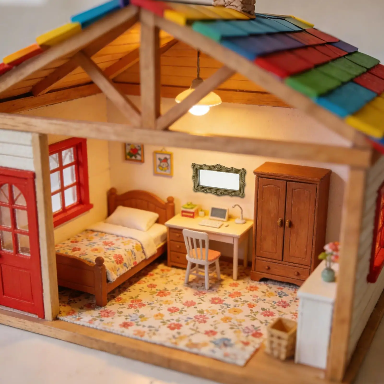 Miniature Toy House Mirror Antique Resin Furniture Mini Mirror For Crafts Art Wall Tabletop Bedroom Vanity Toy House Scene
