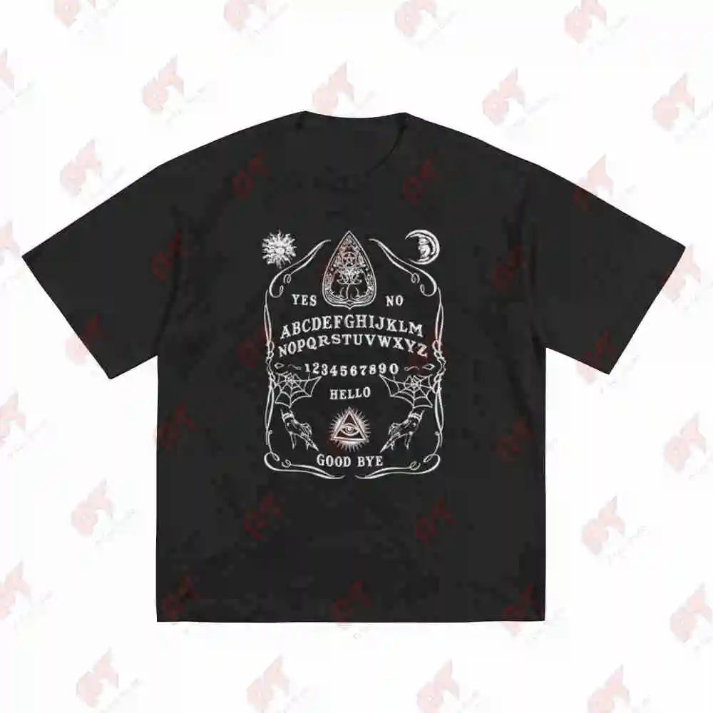 Spirit Board Witch Ouija Black Gothic Wiccan Witches Pagan Short Sleeve Tee 100% Cotton T-Shirt