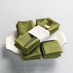 12PCS 30x45cm Table Cloth Napkins Cotton Durable Fabric Reusable Uniform Color For Kitchen Dining Wedding Decoration