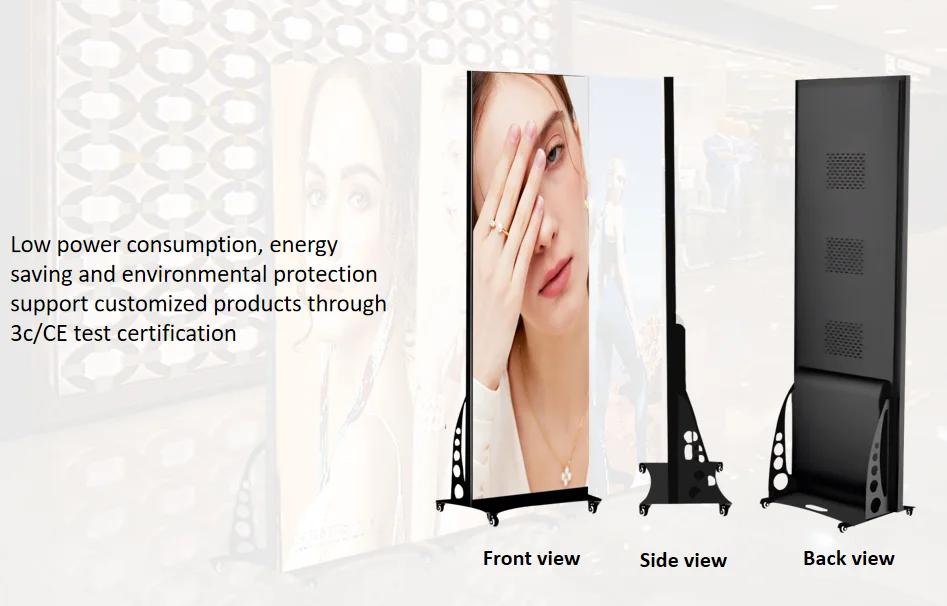 55 Inch Indoor P2 P2.5 P3 Flooring Standing Led Display Wifi 4G Digital Outdoor Indoor Movable LED Poster