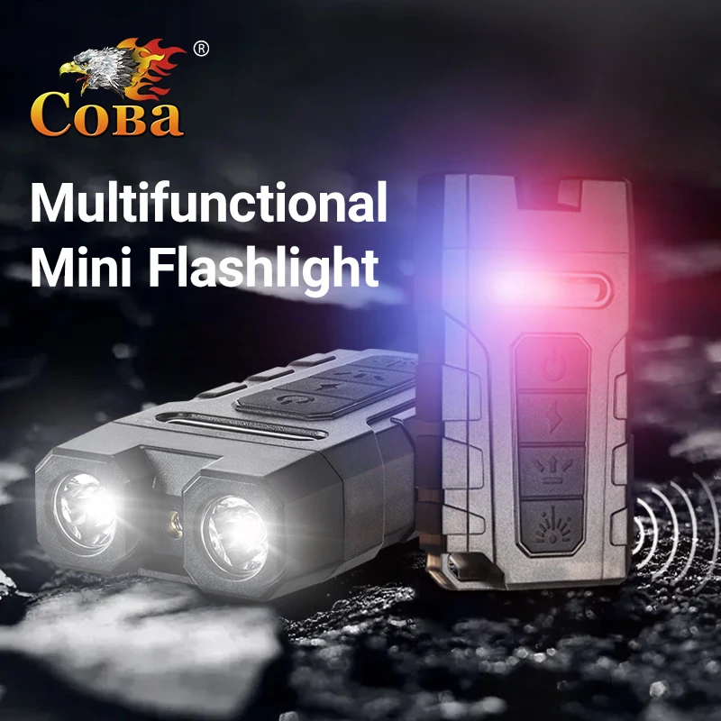 

Powerful LED Flashlight Keychain USB Charging Alarm Emergency Lamp 600LM Mini Keychain Flashlight for Camping Fishing Walking