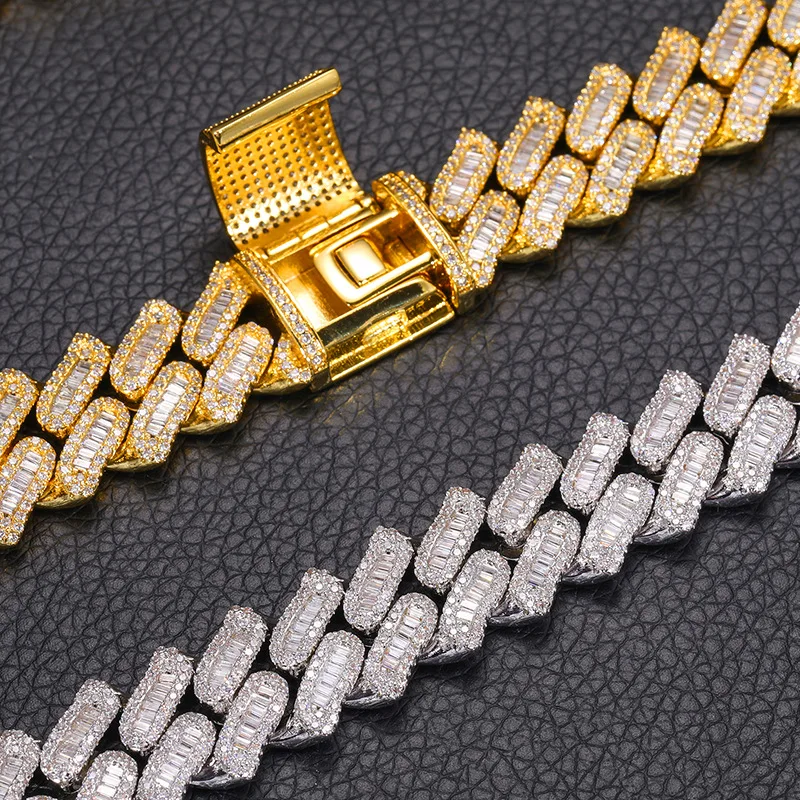 

Hip Hop 3A+ CZ Stone Paved Bing Iced Out 15mm Solid Thorns Cuban Miami Link Chain Necklaces for Men Rapper Jewelry
