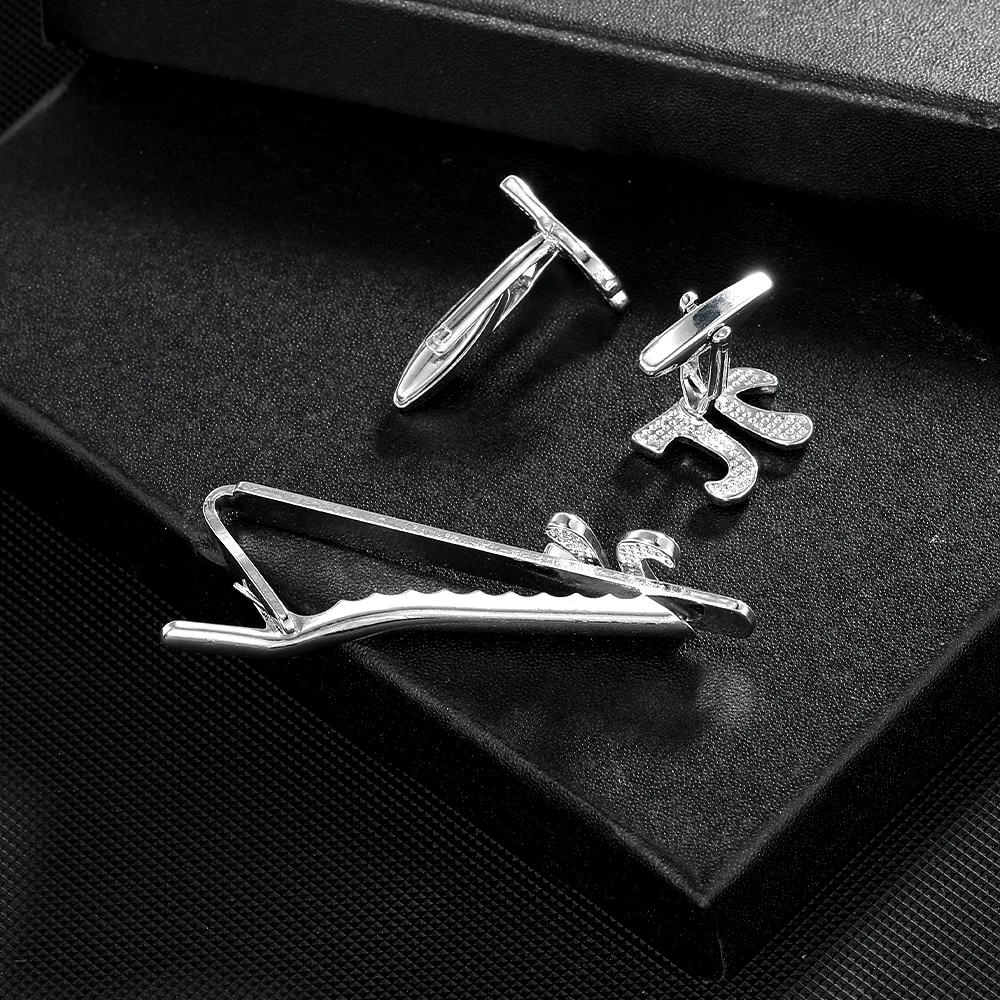 مضحك رجل بي رمز π على شكل أزرار أكمام وربطة عنق كليب مجموعة العودة إلى المدرسة موسم المعلمين يوم المجوهرات هدية #5