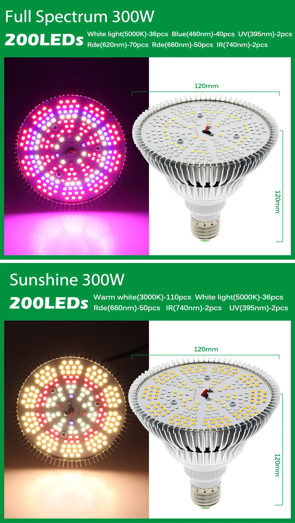 Imagem -06 - Luz de Crescimento Hidropônico E27 Grow Bulb Espectro Completo Lâmpada uv Planta Flor e Mudas Luz Suplementar de Alta Qualidade